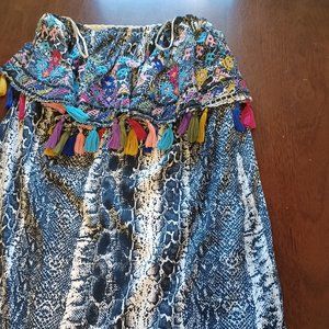 Judith March Size M Women’s mini dress pullover Snakeskin Print Embroidery